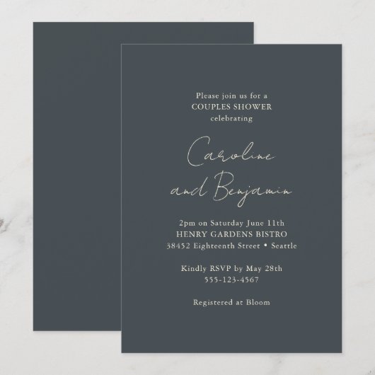 Elegant zwart, modern, minimalistisch koestel kaart (Voorkant / Achterkant)