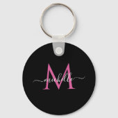elegant zwart modern monogram sleutelhanger (Voorkant)