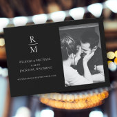 Elegant Zwart Monogram Bruiloft Bewaar de datum Fo