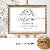 Elegant Zwart Monogram Bruiloft Welkomstbord Poster