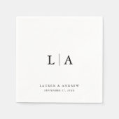 Elegant zwart monogram eenvoudige minimalistische  servet (Voorkant)