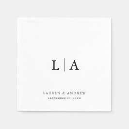 Elegant zwart monogram eenvoudige minimalistische  servet