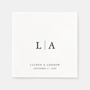 Elegant zwart monogram eenvoudige minimalistische  servet