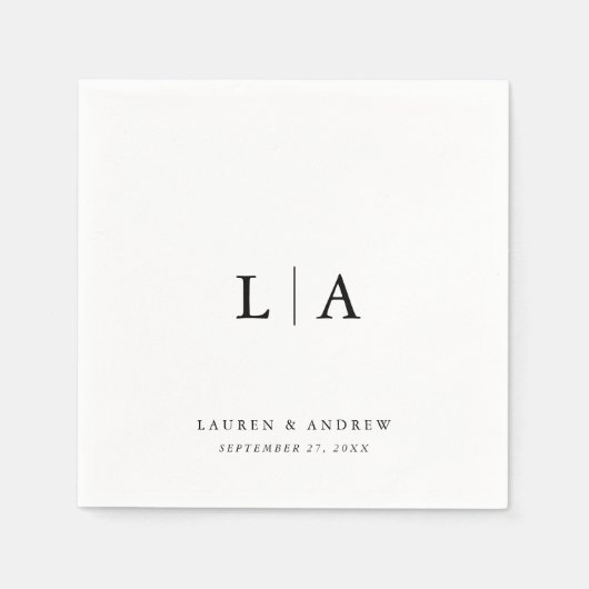 Elegant zwart monogram eenvoudige minimalistische servet (Voorkant)