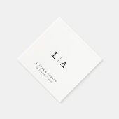 Elegant zwart monogram eenvoudige minimalistische servet (Hoek)