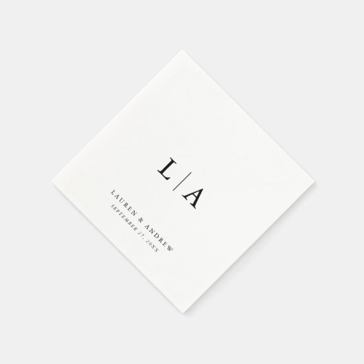 Elegant zwart monogram eenvoudige minimalistische  servet (Hoek)