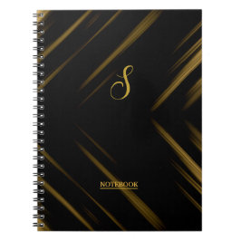 Elegant zwart monogram en goudpatroon notitieboek