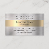 Elegant zwart monogram en naam, geborsteld zilver visitekaartje (Achterkant)