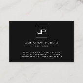 Elegant zwart monogram en witte professionele top visitekaartje (Voorkant)