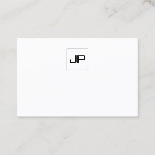 Elegant zwart monogram en witte professionele top visitekaartje (Achterkant)