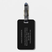 Elegant zwart monogram gepersonaliseerde naam Init Bagagelabel (Achterkant verticaal)