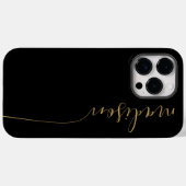 Elegant zwart monogram Gold Script Case-Mate iPhone Case (Achterkant (horizontaal))