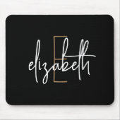 Elegant zwart monogram Gold Script Muismat (Voorkant)