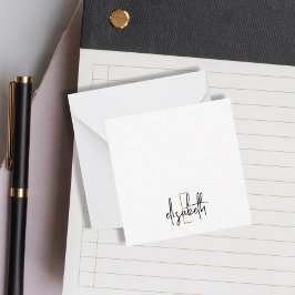 Elegant zwart monogram Gold Script Notitiekaartje