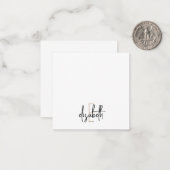 Elegant zwart monogram Gold Script Notitiekaartje (Voorkant / Achterkant in situ)