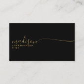 Elegant zwart monogram Gold Script Visitekaartje (Voorkant)