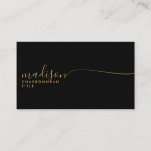Elegant zwart monogram Gold Script Visitekaartje
