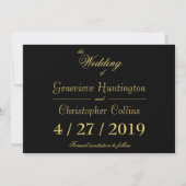 Elegant zwart monogram goud sparen de Datum Save The Date (Achterkant)