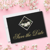 Elegant zwart monogram goud sparen de Datum Save The Date