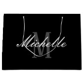 Elegant Zwart Monogram Grote Gift Bag Groot Cadeauzakje (Voorkant)