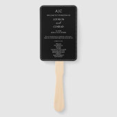 Elegant zwart monogram huwelijksprogramma handwaaier (Voorkant)