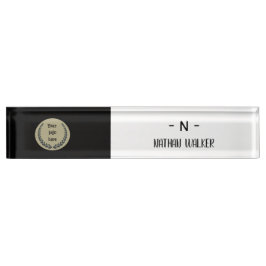 Elegant zwart Monogram I Minimalistisch Elegant  Naambordje