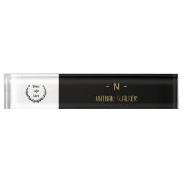 Elegant zwart Monogram I Minimalistisch Elegant  Naambordje