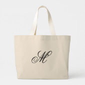 Elegant zwart monogram initiaal grote tote bag (Achterkant)