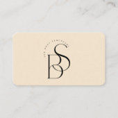 Elegant zwart monogram initiaal script champagne visitekaartje (Voorkant)