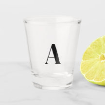 Elegant Zwart Monogram Initiaal Shot Glass
