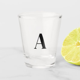 Elegant Zwart Monogram Initiaal Shot Glass Glas