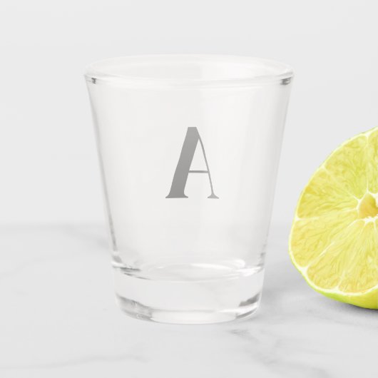 Elegant Zwart Monogram Initiaal Shot Glass Shot Glas (Achterkant)