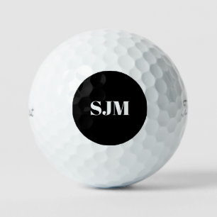 Elegant zwart monogram initiaal Titleist Golfballen