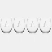 Elegant Zwart Monogram Initiaal Wijnglas Set Zonder Voet (Achterkant)