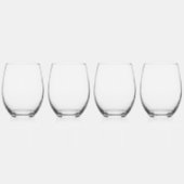 Elegant Zwart Monogram Initiaal Wijnglas Set Zonder Voet (Rechts)
