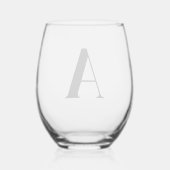 Elegant Zwart Monogram Initiaal Wijnglas Zonder Voet (Achterkant)