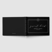 Elegant zwart monogram kalligrafie bruiloft gastenboek (Volledig)