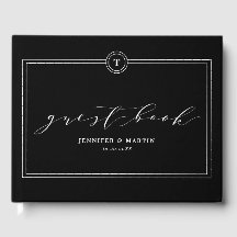 Elegant zwart monogram kalligrafie bruiloft