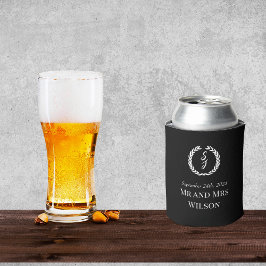 Elegant zwart monogram krans bruiloft blikjeskoeler