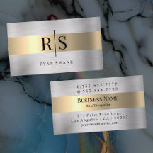 Elegant zwart monogram & naam, geborsteld zilver &