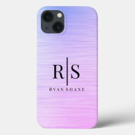 Elegant zwart monogram & naam paarse geborsteld me Case-Mate iPhone case