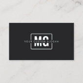 Elegant zwart monogram professioneel persoonlijk m visitekaartje (Achterkant)