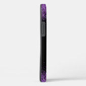 Elegant Zwart Monogram Purper Glitter Case-Mate iPhone Case (Achterkant / Rechts)