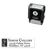 Elegant Zwart  Monogram Retouradres Zelfinktende Stempel (In situ)