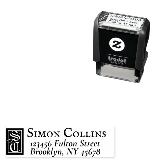 Elegant Zwart Monogram Retouradres Zelfinktende Stempel (In situ)