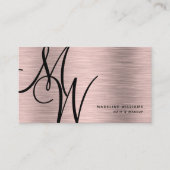 Elegant zwart monogram Roos Gold modern script Visitekaartje (Voorkant)