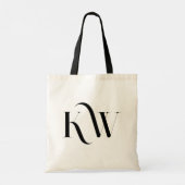 Elegant zwart monogram van twee letters tote bag (Achterkant)