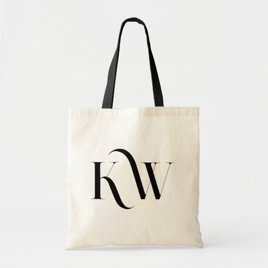 Elegant zwart monogram van twee letters tote bag (Voorkant)