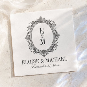 Elegant zwart monogram wapen servet