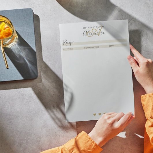 Elegant zwart monogram zwart Gold Eenvoudig ontvan Notitieblok